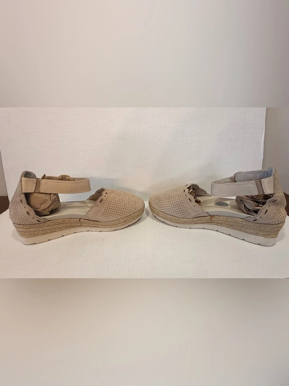 Earth Women's Modena Yarrow Sandal Size7 Espadrille Platfrom Akle Strap Tan